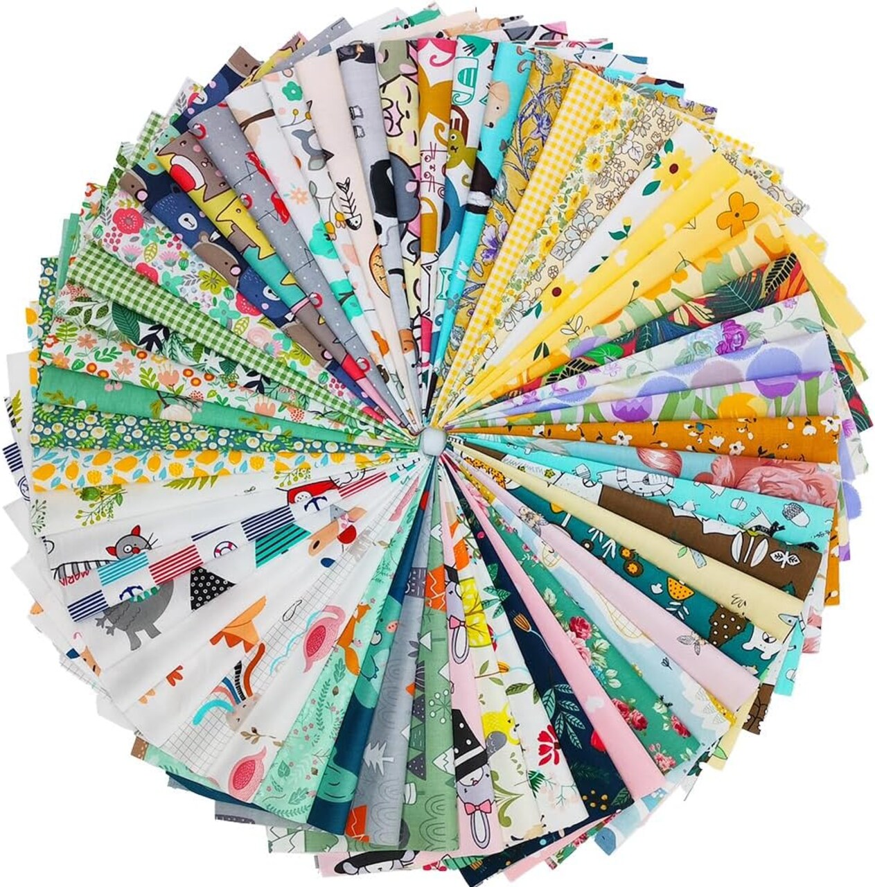 56pcs Cotton 9.8” x 9.8”(25cm x 25cm) Quilting Pre-Cut Fabric Bundles